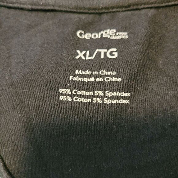 2/$20 George Plain Black 95% Cotton Top Tee T-shirt Size: XL - Picture 4 of 4